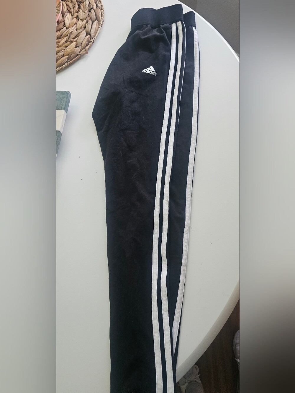 Black Adidas Leggings With White Stripes